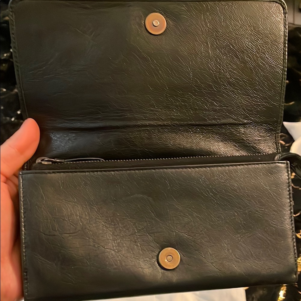 Balenciaga Black Leather Clutch with Gold Accents - Picture 6 of 11